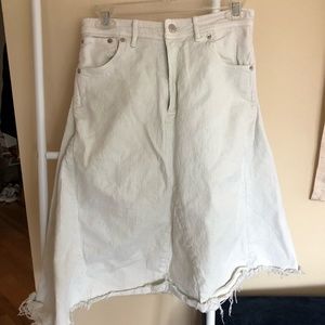 Free People Sz 10 White Denim Skirt